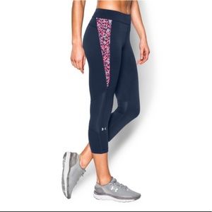 Under Armour Heatgear Navy Printed Crop Leggings